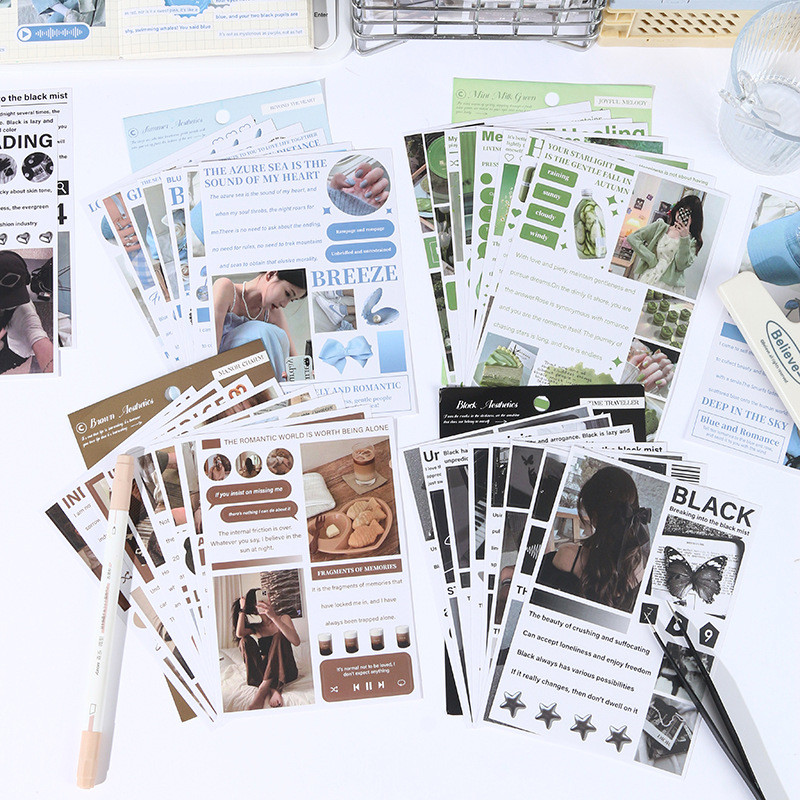 Travel Journal Accessories - 8 Sheets INS Magazine style Stickers