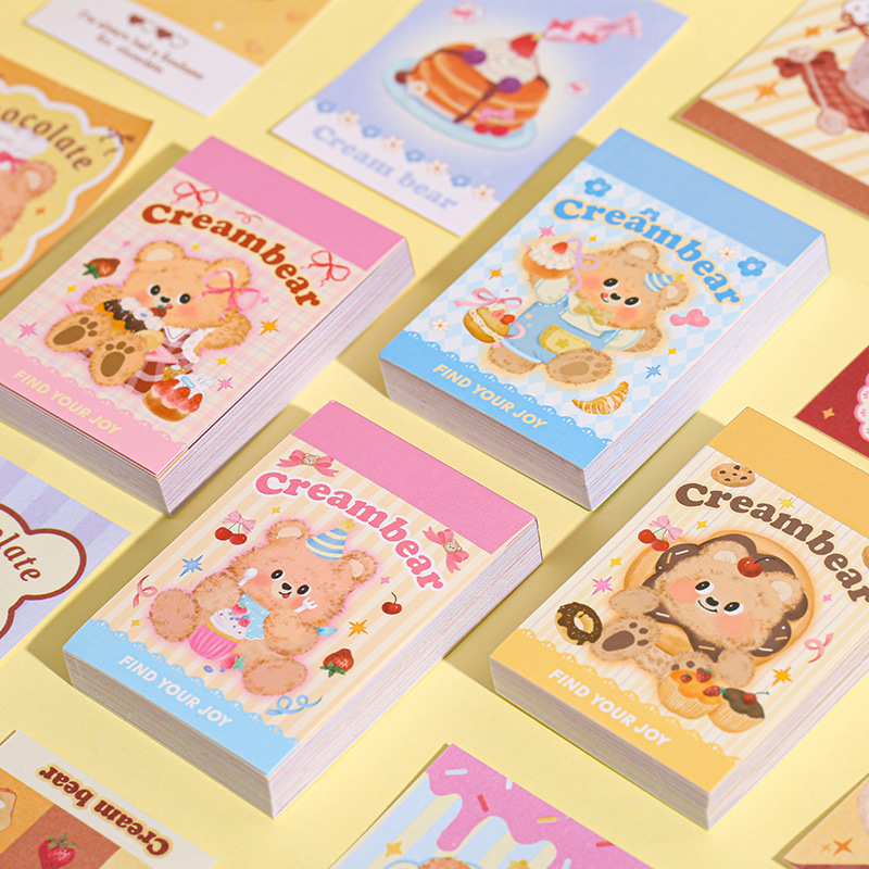 Travel Journal Accessories - 50piece/book Retro Cute Cream Bear Sticker