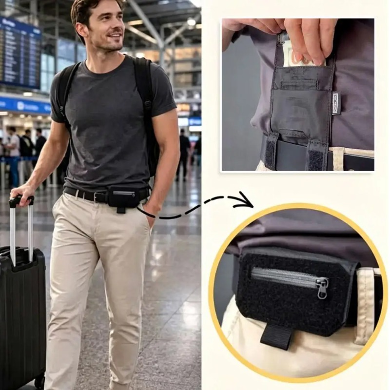 Money Belt Hidden - Portable Waist Belt Wallet,Men Gift,Slim Hidden
