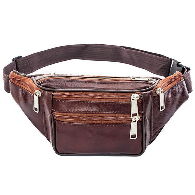Leather Men Waist Chest Bag Th - Money Belt Hidden recension och pris